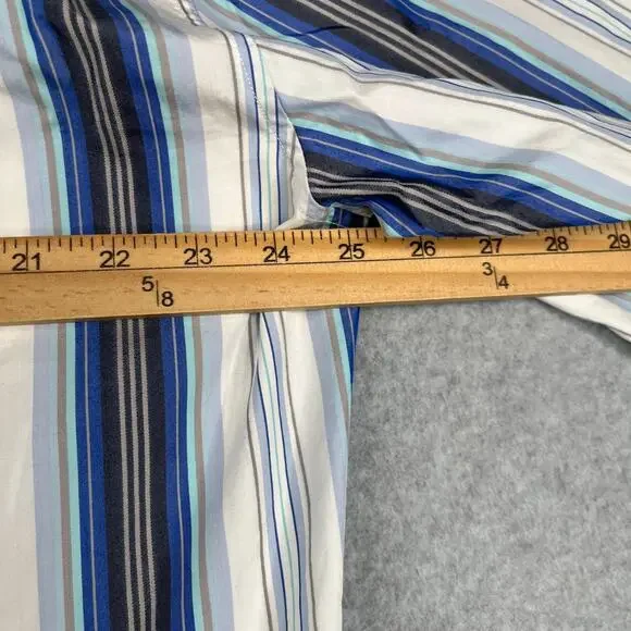 Tommy Bahama Shirt XL Blue Striped Silk Blend Casual Button Up Long Sleeve Men - Picture 6 of 11